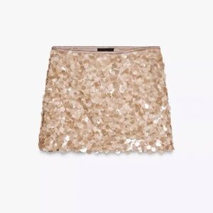 Zara Champagne Sequin Mini Skirt